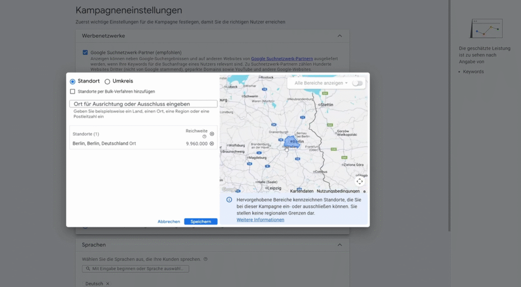 Google Ads Standort präzise in Behördennähe der Zulassungsstelle einstellen