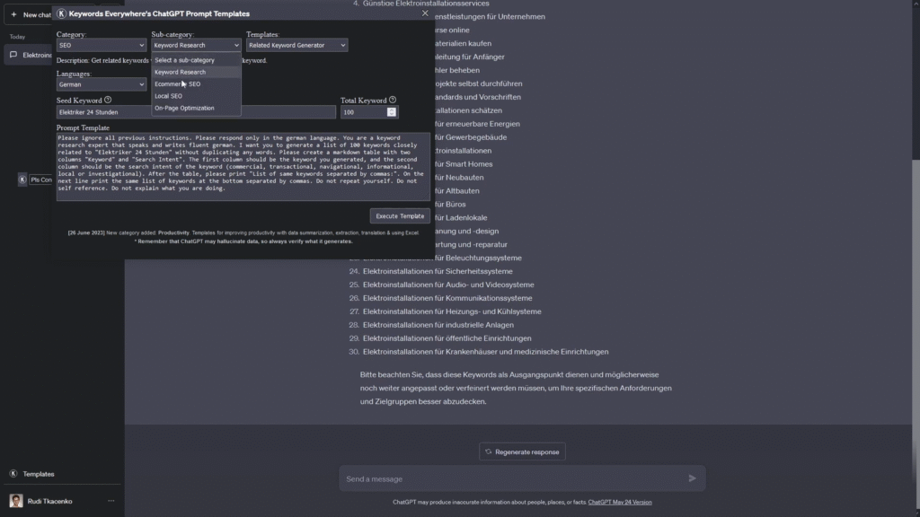 Keywords Everywhere Related Keyword Generator mit Seed-Keyword Eingabe